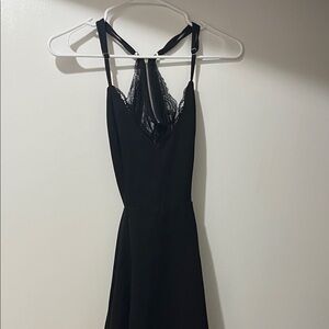 Lush Black Backless Dress with Lace Detail